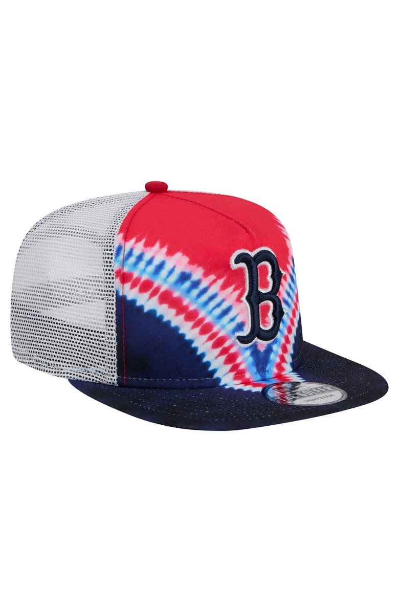 New Era Men's New Era Boston Red Sox Tie-Dye Golfer Trucker Adjustable Hat, Alternate, color, Navy