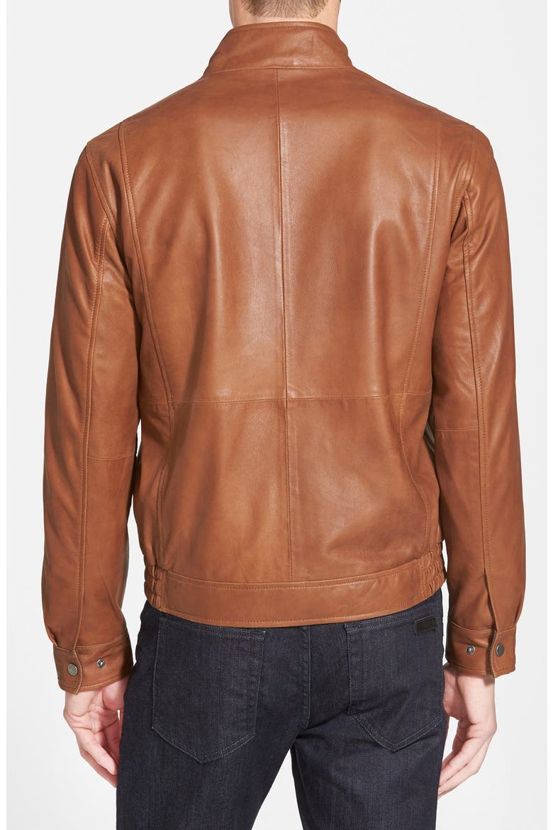 Leather Bomber Jacket, Alternate, color, SADDLE BROWN