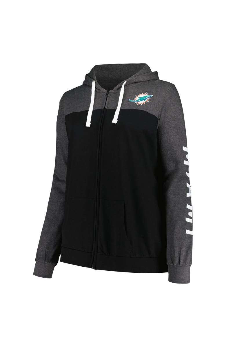 FANATICS Women's Fanatics Branded Heather Charcoal Miami Dolphins Plus Size City Ties Full-Zip Hoodie, Alternate, color, 