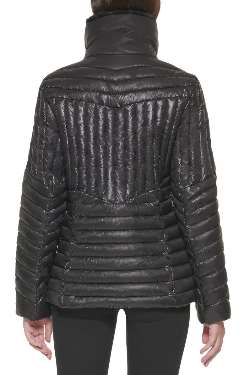 GUESS Faux Fur Collar Puffer Jacket, Alternate, color,