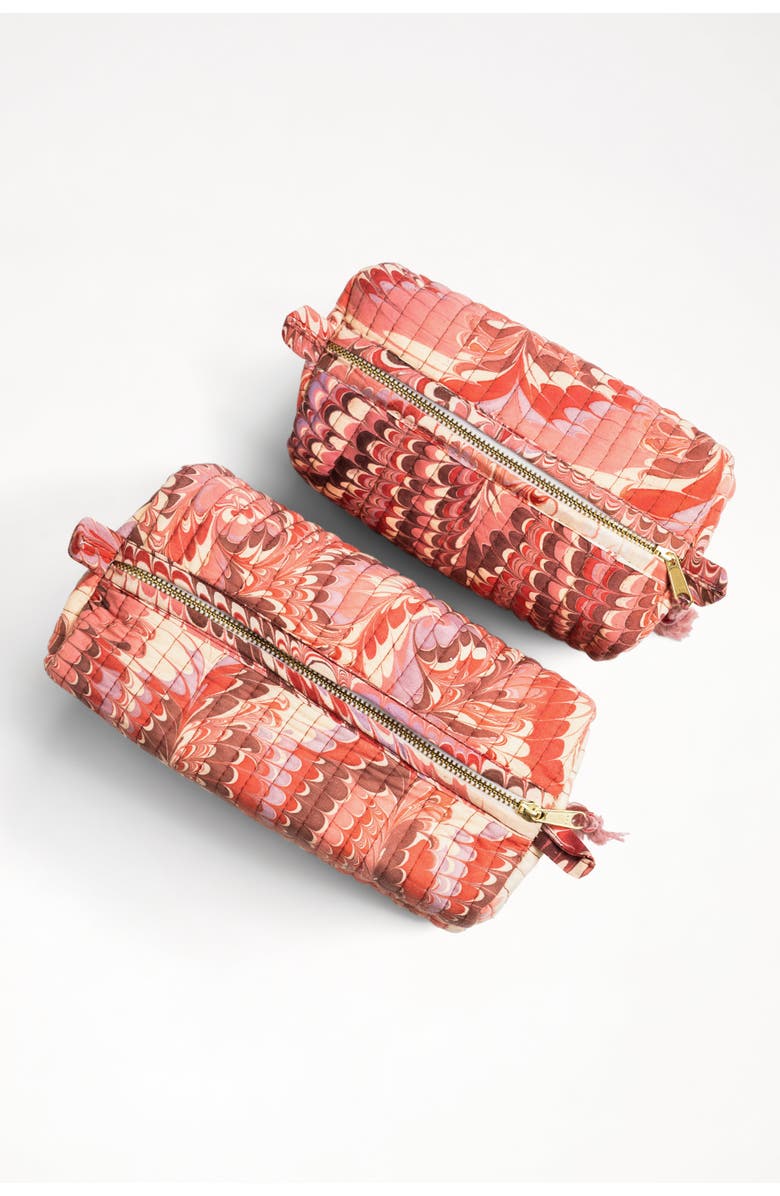 Inner Child Florentine Hand-Marbled Cosmetic Bag - Set of 2, Alternate, color, Pink