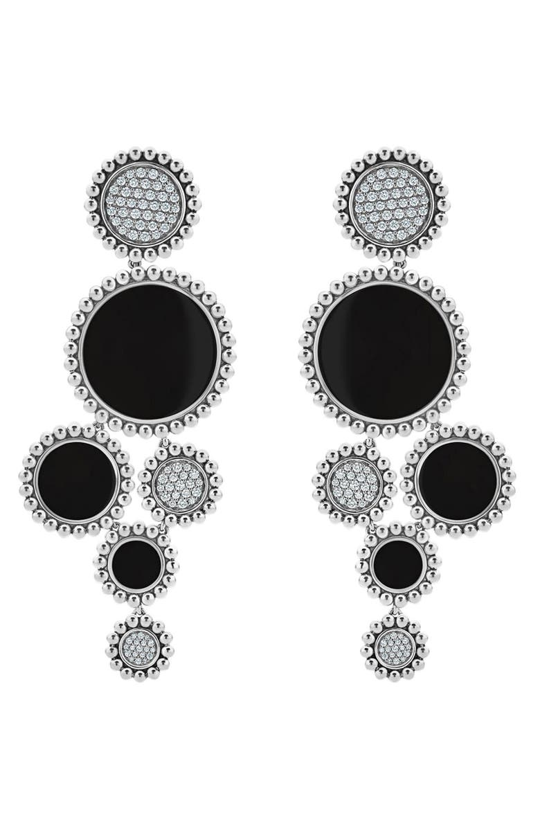 LAGOS Maya Diamond & Onyx Statement Drop Earrings, Main, color, Silver/ Onyx