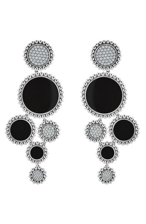 Maya Diamond & Onyx Statement Drop Earrings