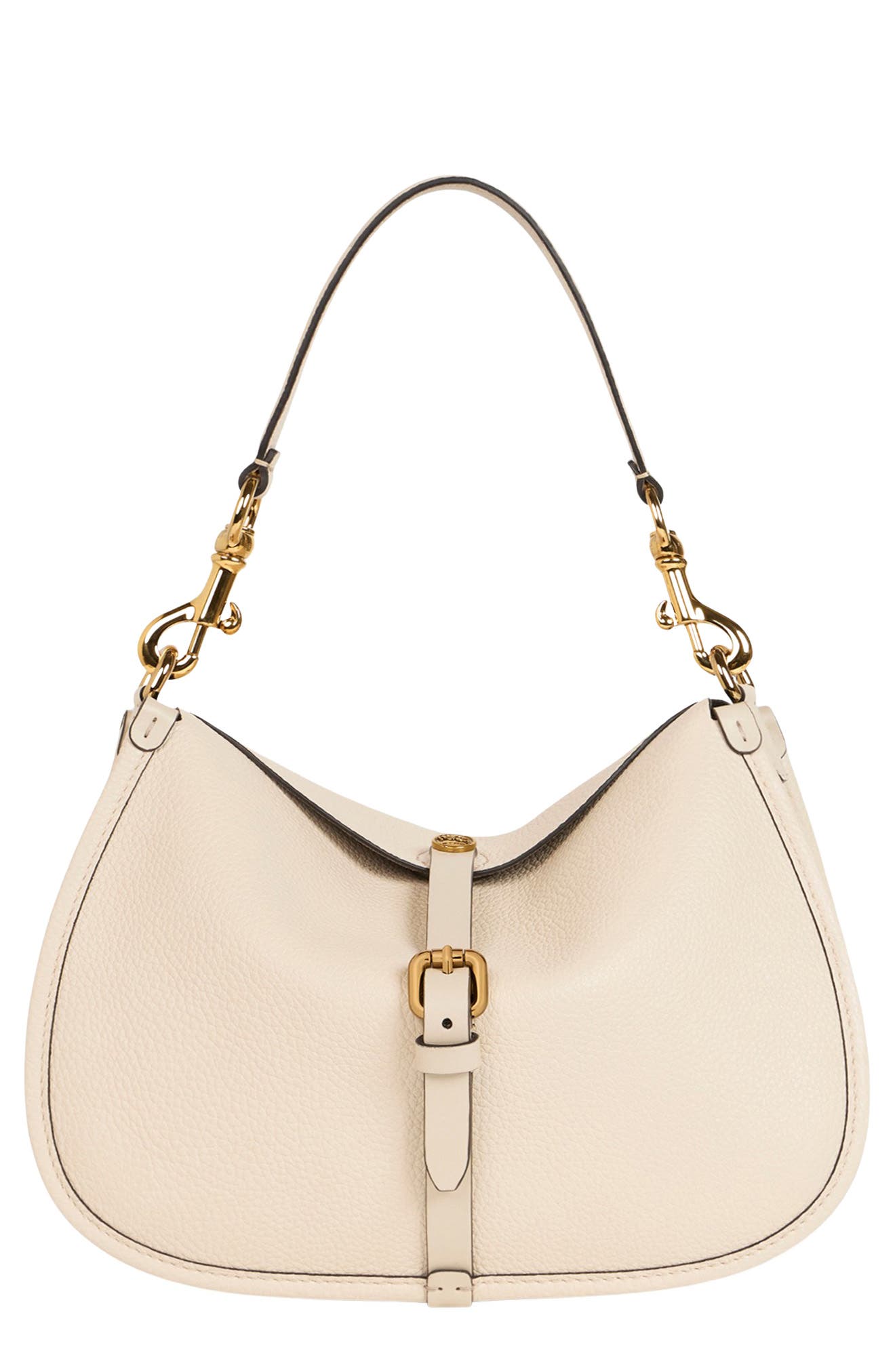 Etro Medium Tumbled Leather Crossbody Pony Bag, Main, color, Ivory