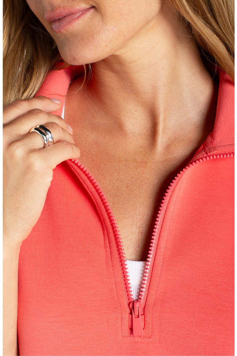 Knit Half Zip Top, Alternate, color, SUNSET CORAL