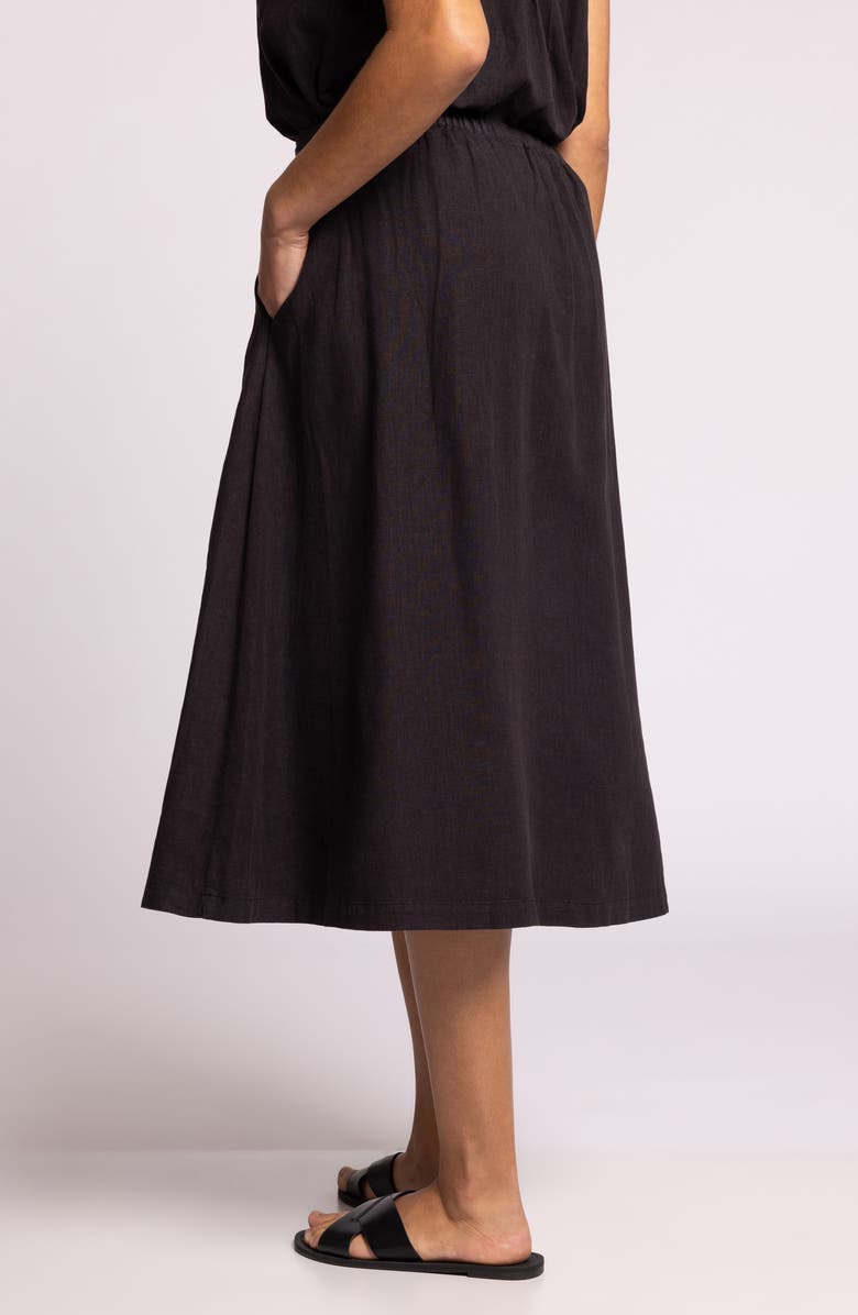 Thread & Supply Lydia Pleated Linen Blend Midi Skirt, Alternate, color, Obsidian