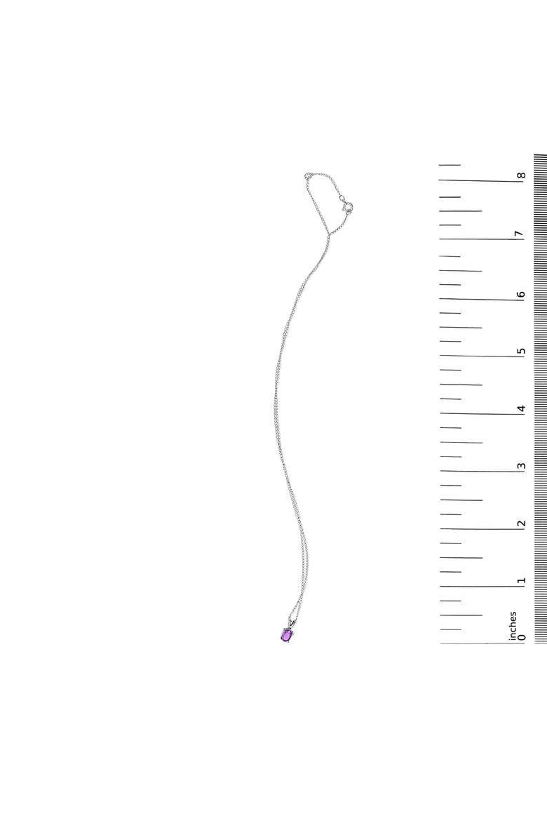 14K Gold 6x4MM Oval Shaped Gemstone Solitaire Pendant Necklace, Alternate, color, Purple Amethyst | White