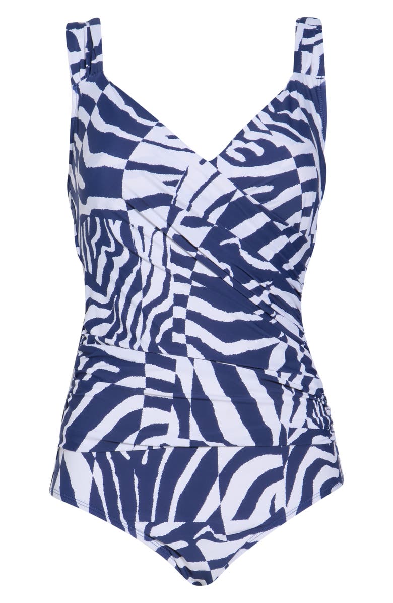 JANTZEN Surplice Mio One-Piece Swimsuit, Alternate, color, Pantheon Blue