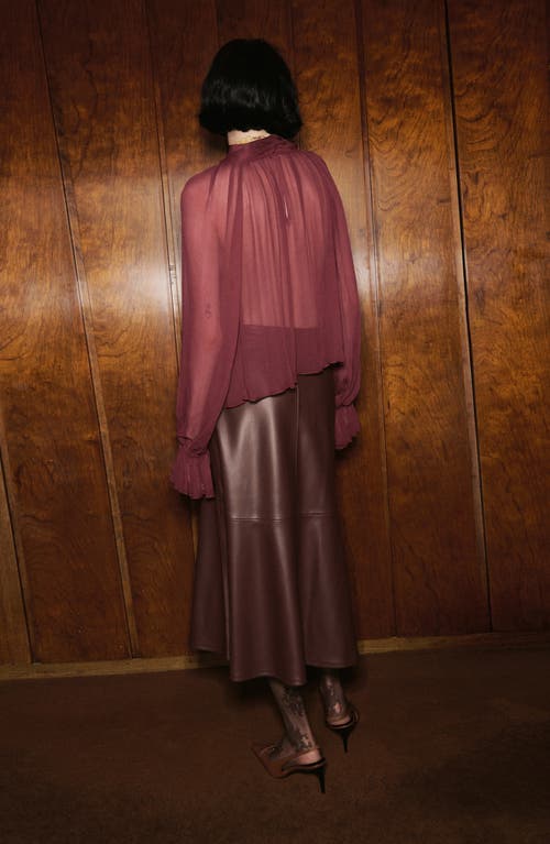 Mango Semisheer Top In Burgundy