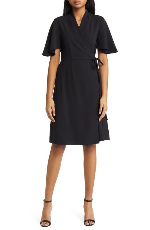Butterfly Sleeve Crêpe de Chine Wrap Dress