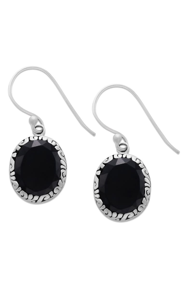 SAMUEL B. Oval Cut Stone Drop Earrings, Main, color, Black