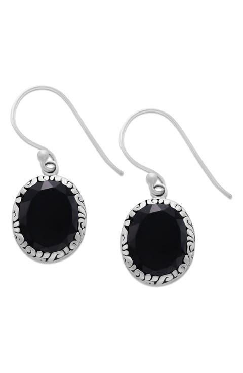 Oval Cut Stone Drop Earrings