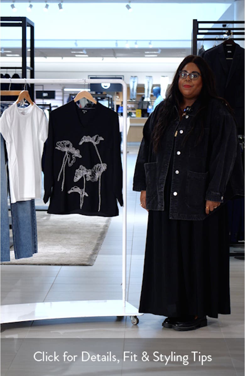 Embroidered Crêpe de Chine Stand Collar Tunic, sales video thumbnail