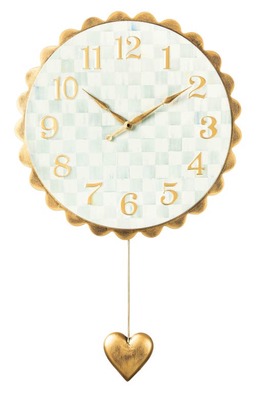 Mackenzie-childs Mackenzie Childs Sterling Check Heart Pendant Wall Clock In Gold