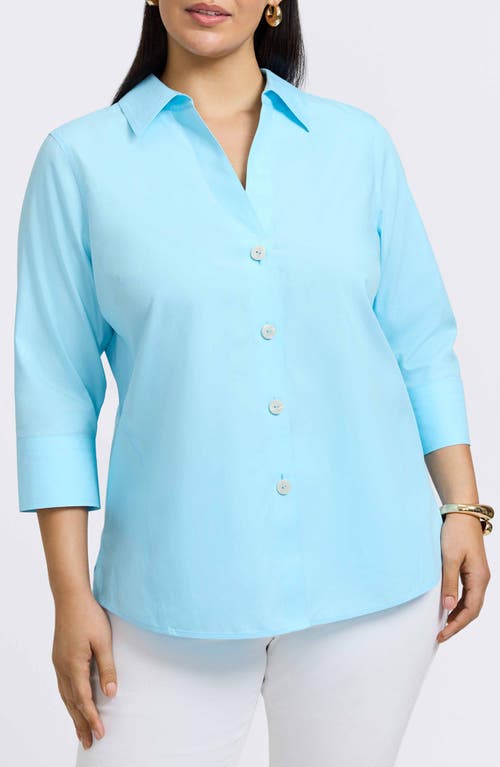Shop Foxcroft Paityn Button-up Shirt In Soft Aqua