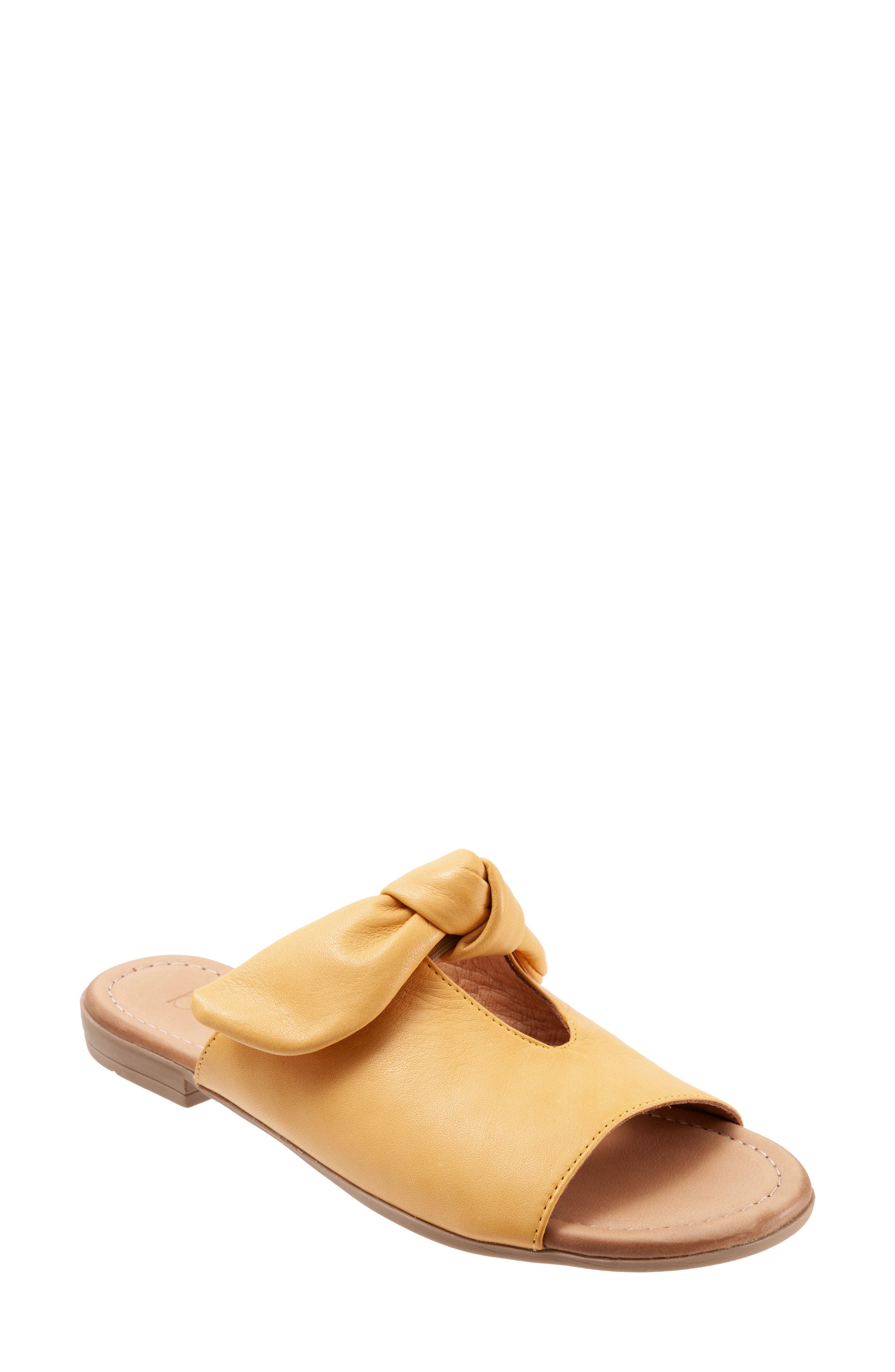 Joley Slide Sandal, Main, color, MUSTARD LEATHER