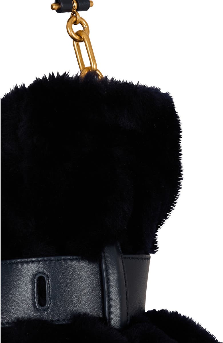 Balmain Medium Anthem Bag In Shearling, Alternate, color, Navy