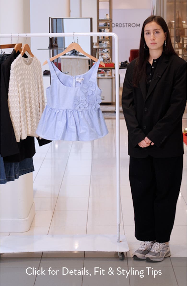 3D Flower Sleeveless Organic Cotton Peplum Top, sales video thumbnail