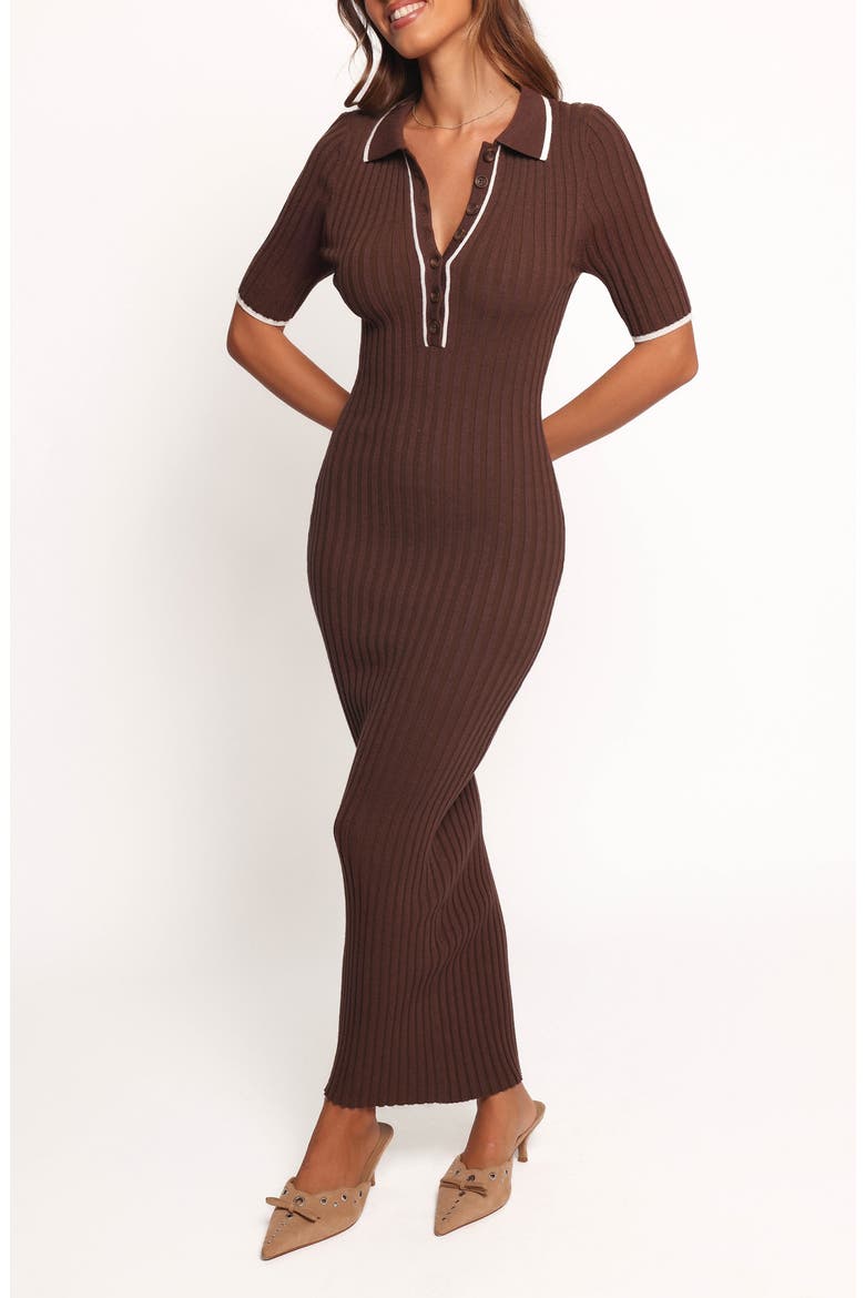 Conner Short Sleeve Sweater Dress, Main, color, CHOCOLATE