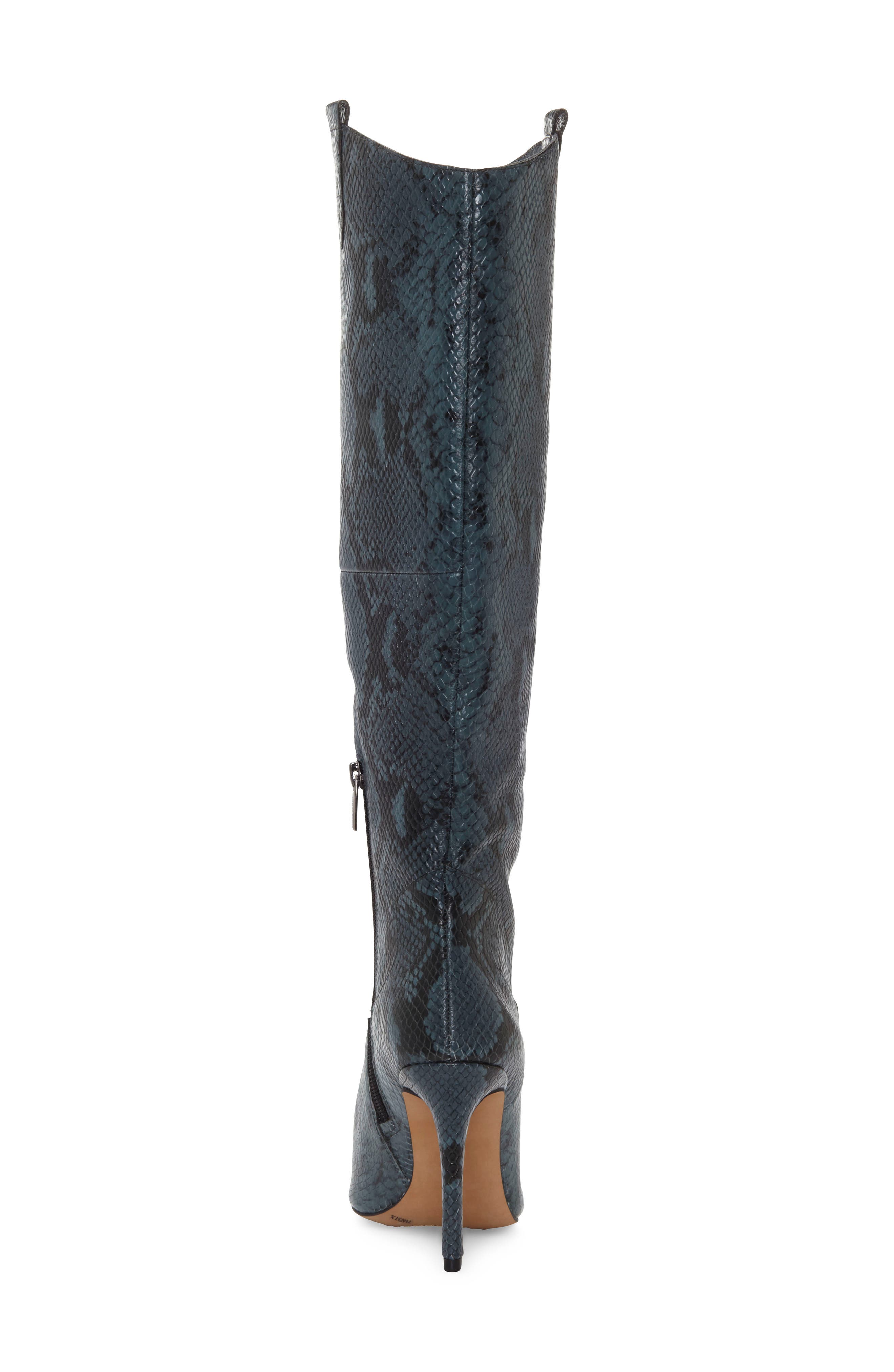 Kervana Croc Embossed Knee High Boot, Alternate, color, DARK TEAL LEATHER