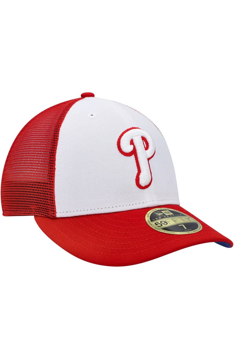 New Era Men's New Era White/Red Philadelphia Phillies 2023 On-Field Batting Practice Low Profile 59FIFTY Fitted Hat, Alternate, color,