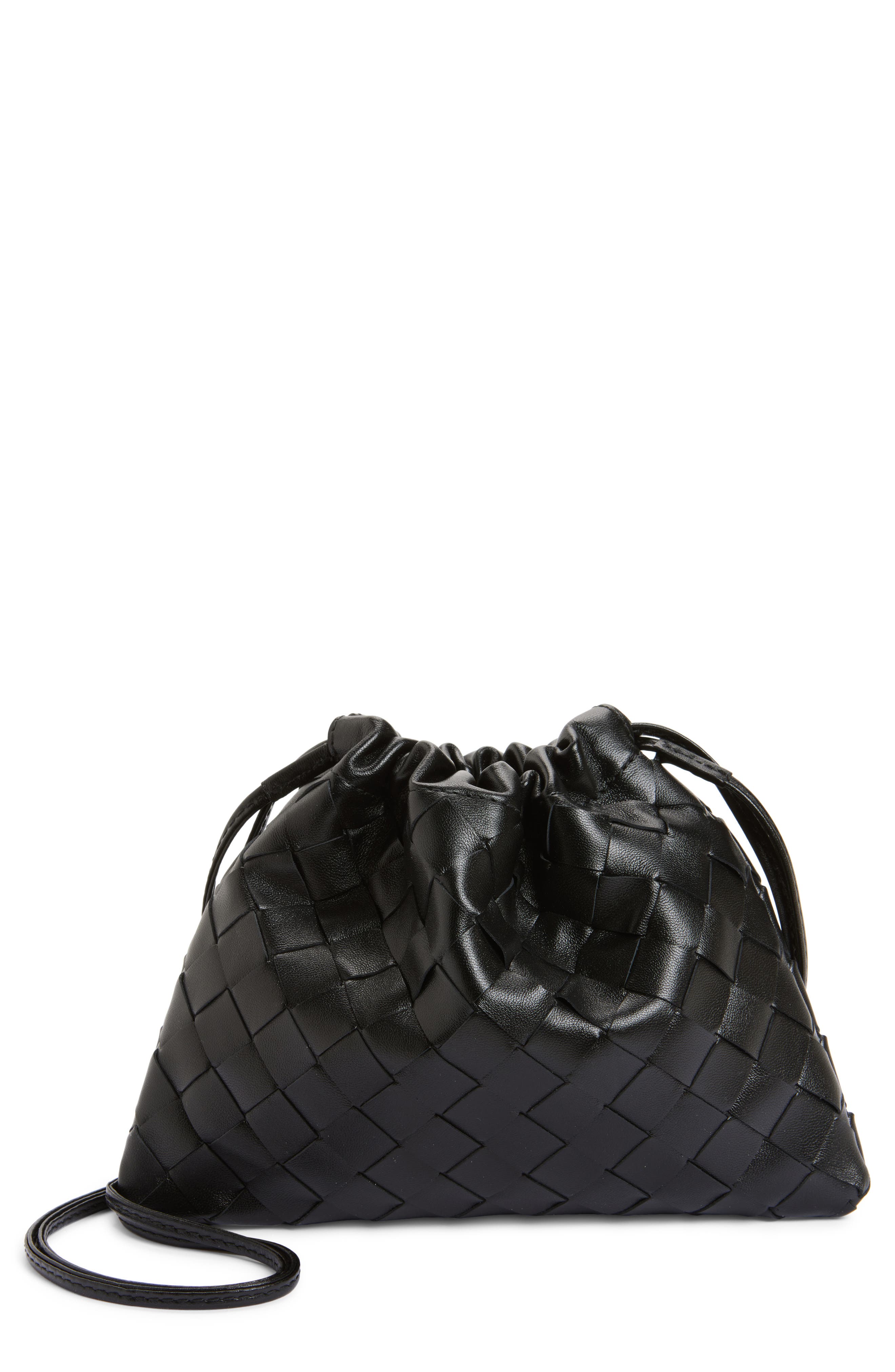 Bottega Veneta Small Dustbag Intrecciato Leather Shoulder Bag, Main, color, 8425 Black-Gold