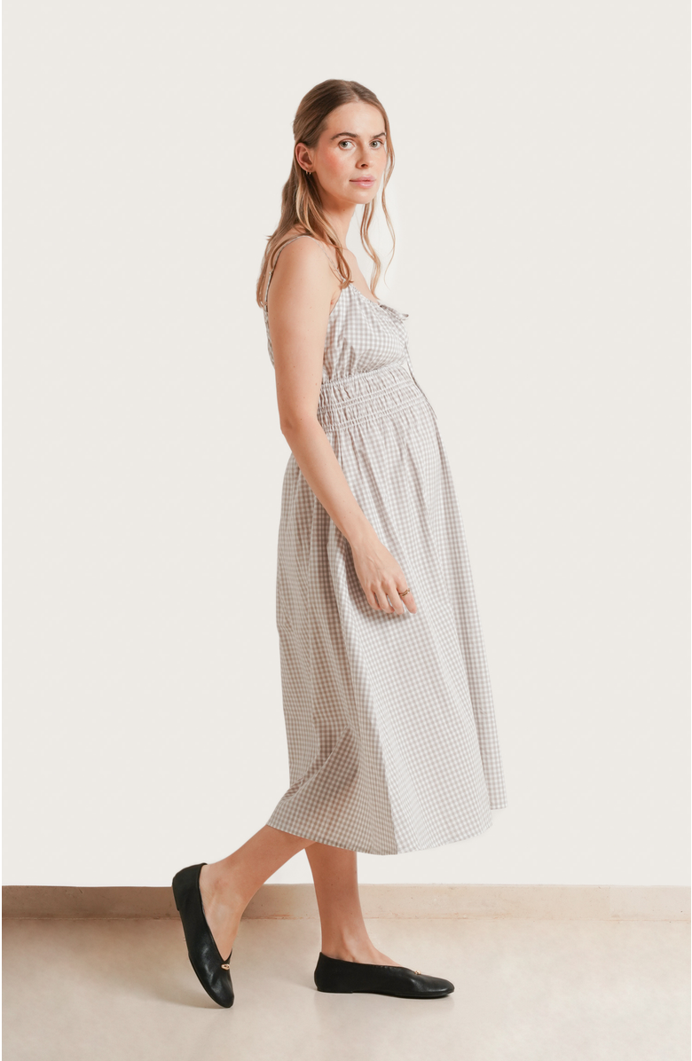Nom Maternity Roma Maternity & Nursing Dress, Alternate, color, Taupe Gingham