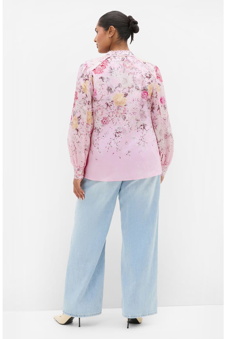 Gianna Floral Lace Trim Top, Alternate, color, PINK BOTANICAL