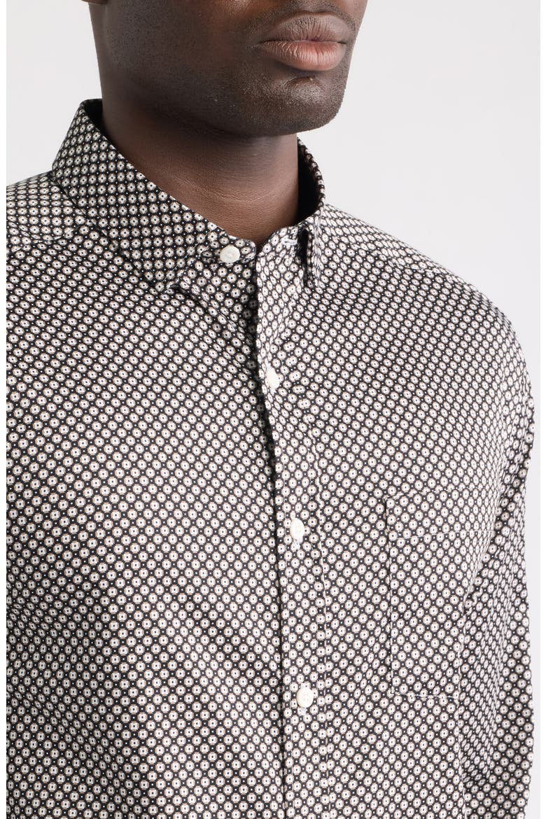 Logan Print Button-Up Shirt, Alternate, color, BLACK / TAN MINI TILE
