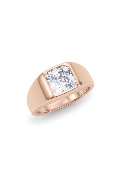 Men's Asscher Cut Lab Created Diamond Signet Ring