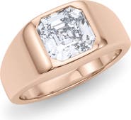 HauteCarat Men's Asscher Cut Lab Created Diamond Signet Ring