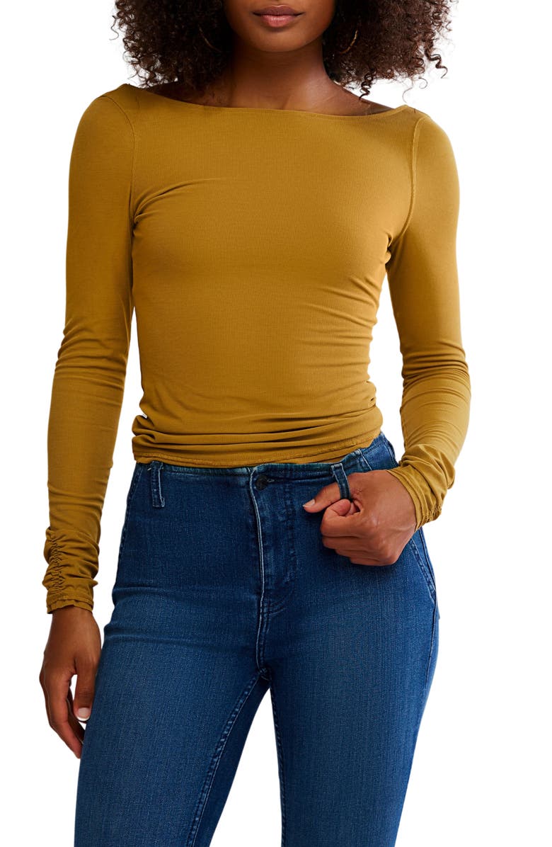 Free People Riley Low Back T-Shirt, Main, color, Dried Tobacco