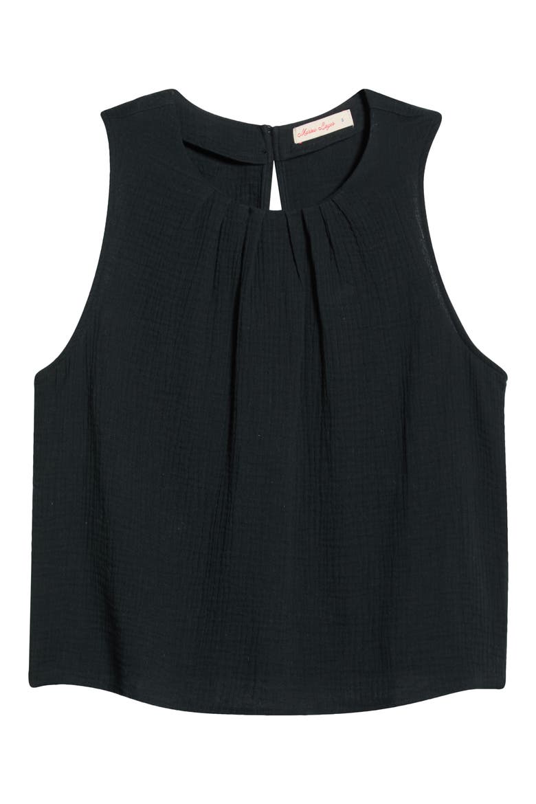 Serena Cotton Gauze Tank, Alternate, color, BLACK