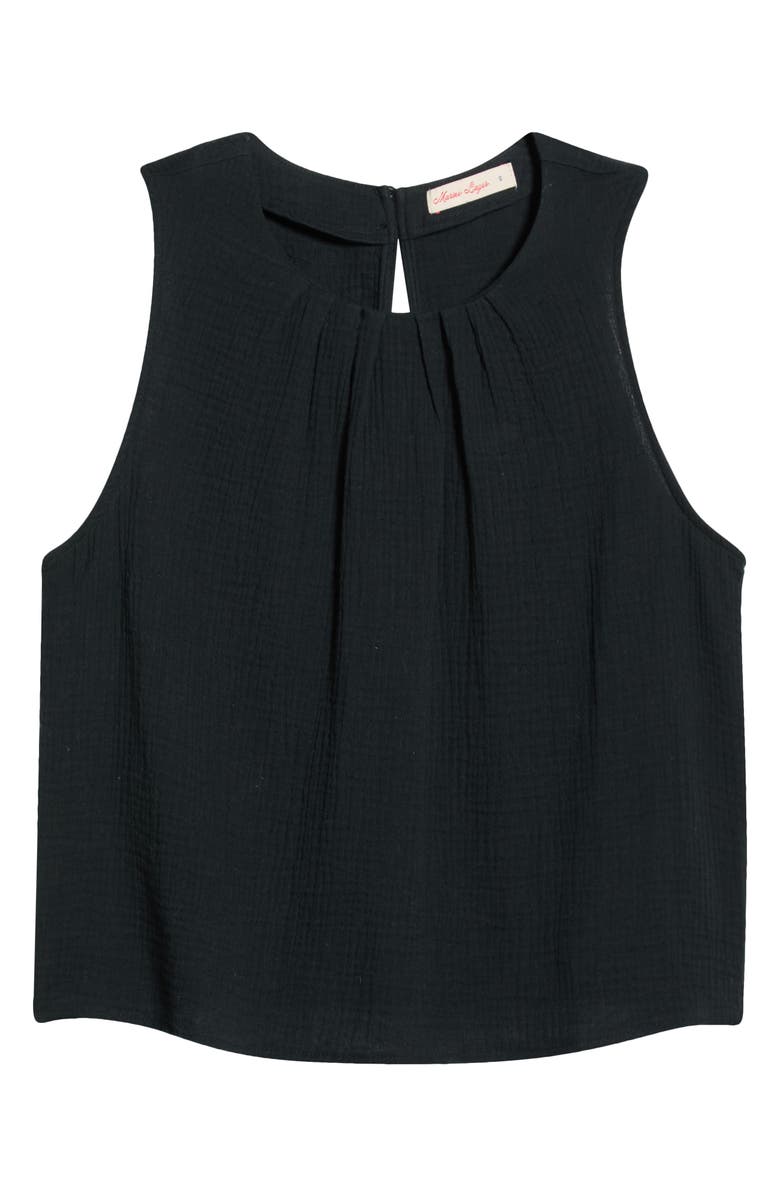 Marine Layer Serena Cotton Gauze Tank, Main, color, Black