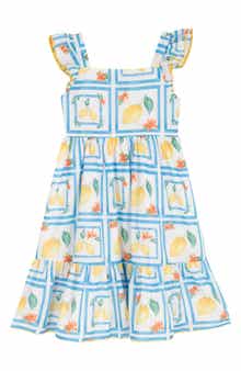 Rare Editions Kids' Printed Cotton Flutter Sleeve Dress