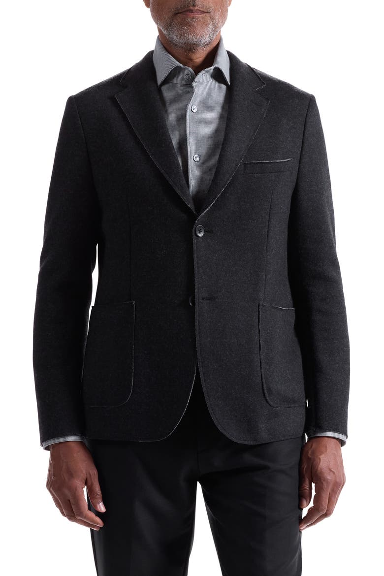 Wool Blend Laser Cut Blazer, Main, color, ANTHRACITE