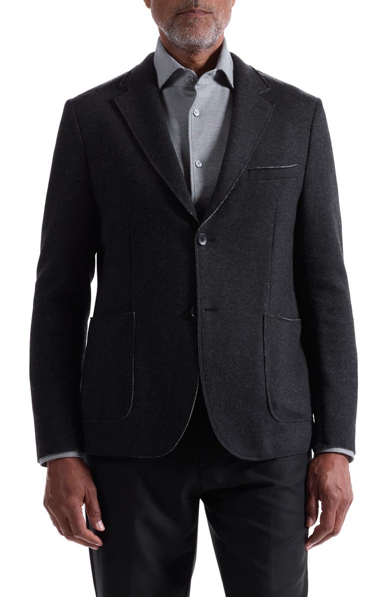 Bugatchi Wool Blend Laser Cut Blazer, Main, color, Anthracite