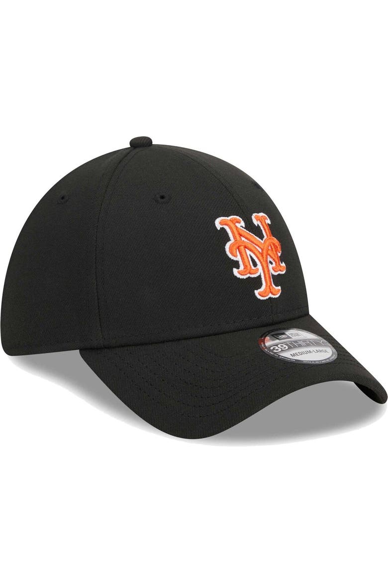 Men's New Era Black New York Mets Logo 39THIRTY Flex Hat, Alternate, color, Black