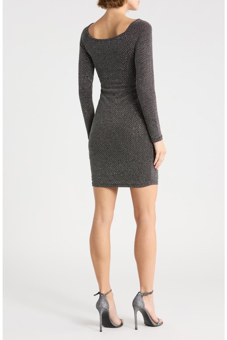 Off the Shoulder Metallic Minidress, Alternate, color, BLACK SILVER