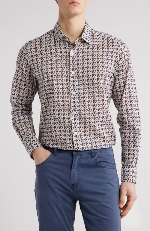 Scott Barber Regular Fit Floral Long Sleeve Cotton Button-up Shirt In Multi