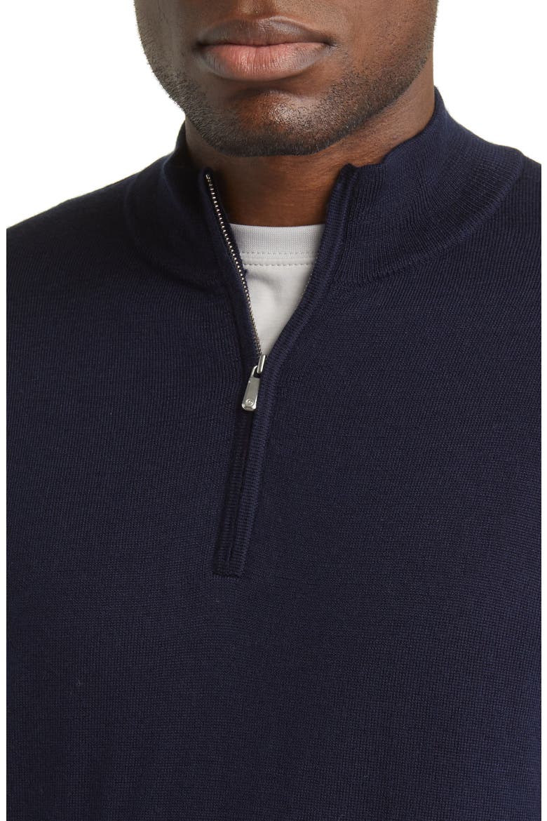 Crown Soft Quarter Zip Merino Wool Blend Pullover, Alternate, color, NAVY