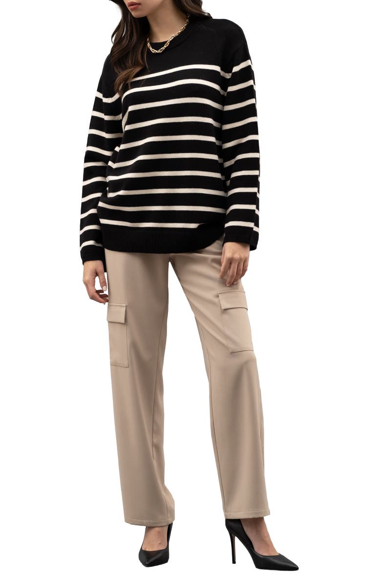 Blu Pepper Stripe Knit Pullover, Alternate, color, Black
