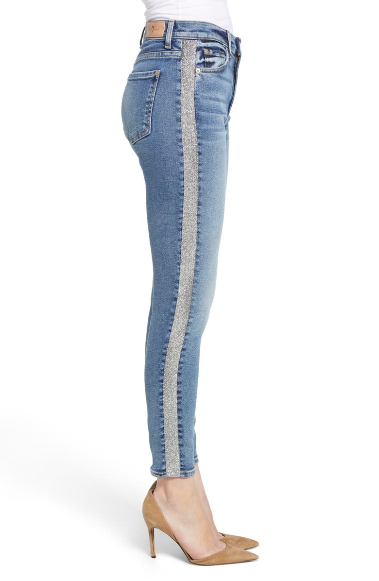7 For All Mankind <sup>®</sup> Luxe Vintage Side Stripe High Waist Ankle Skinny Jeans, Alternate, color, 