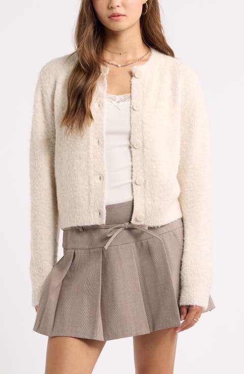 Bouclé Crewneck Cardigan
