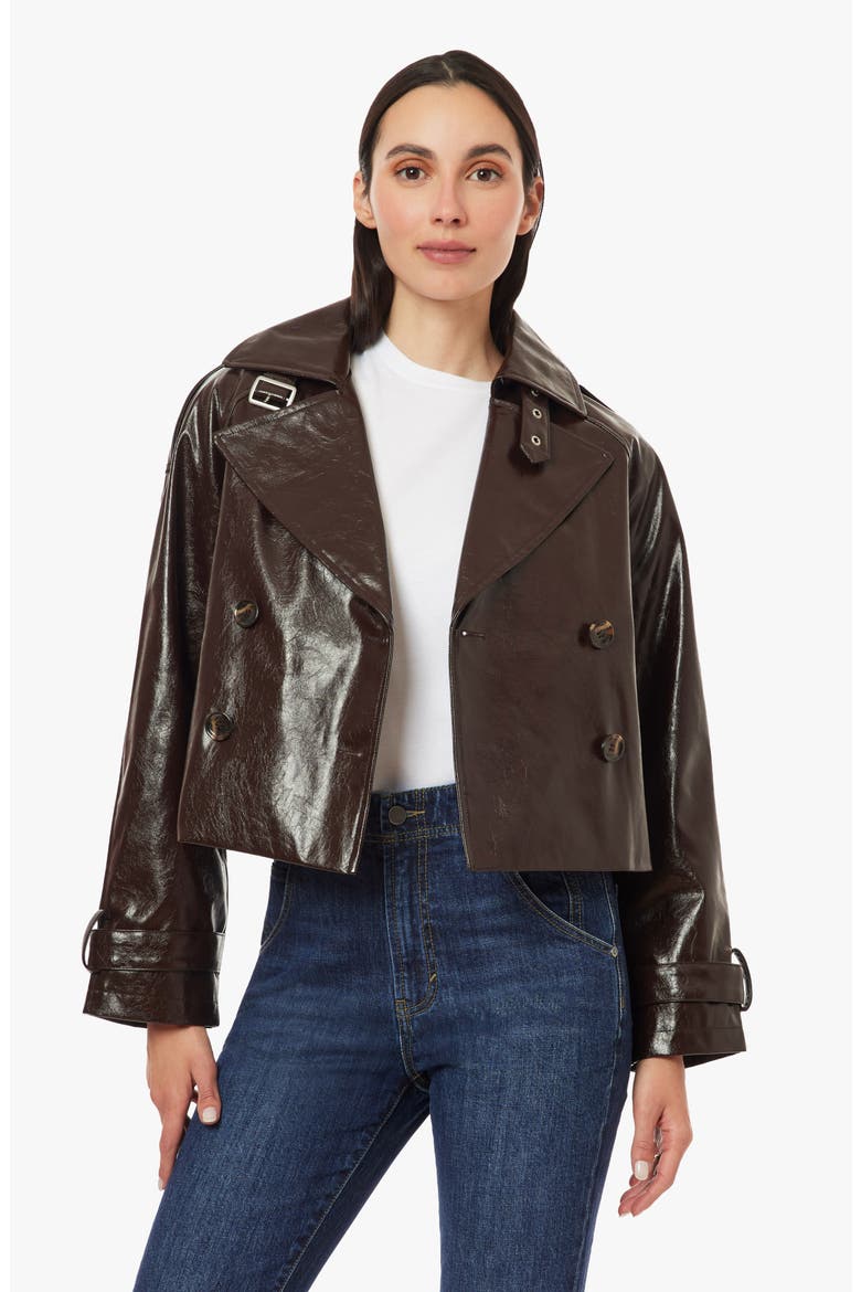 Textured Faux Leather Cropped Jacket, Alternate, color, CHOCOLATE