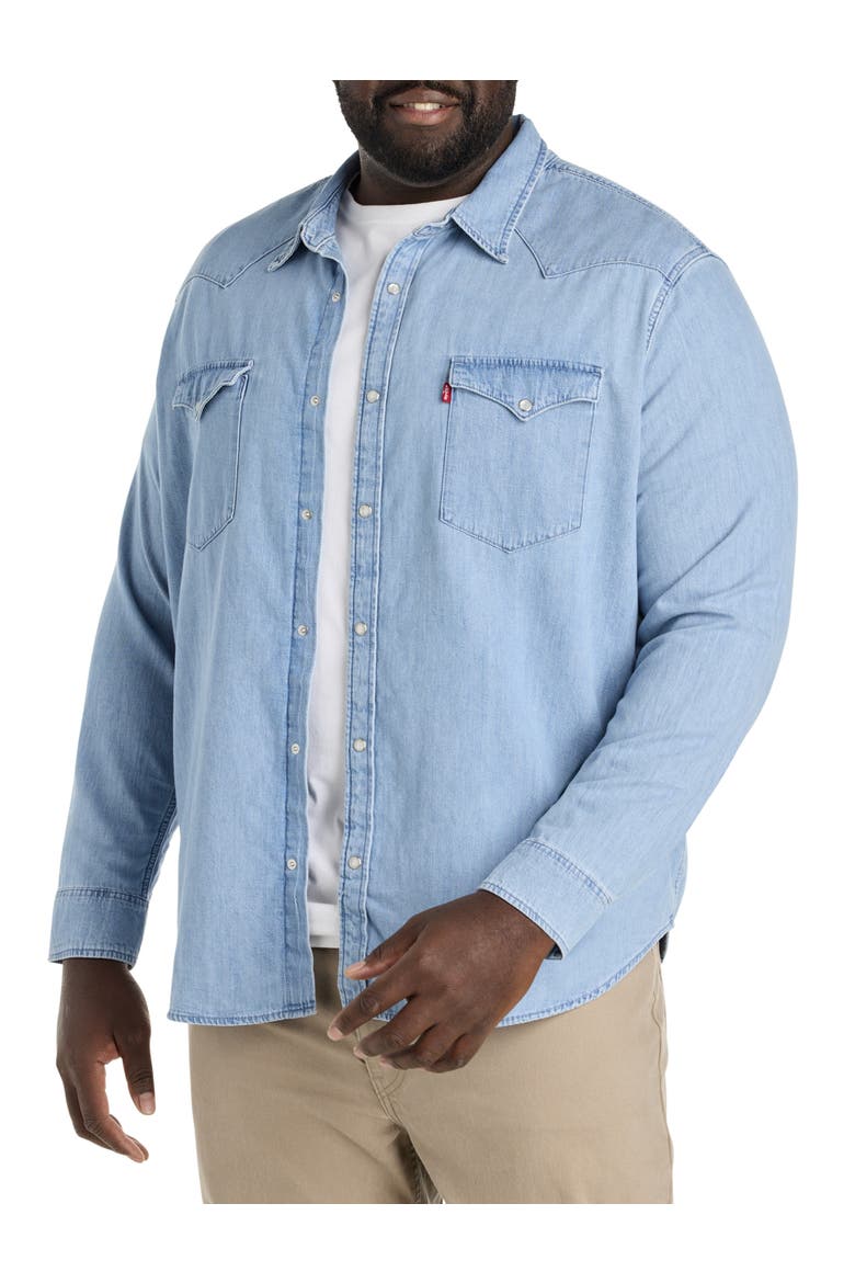 Big & Tall  Classic Denim Shirt, Alternate, color, STONEWASH