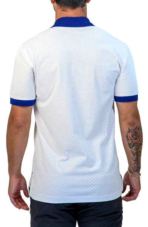Maceoo Mozartsquaretip White Cotton Polo In Blue