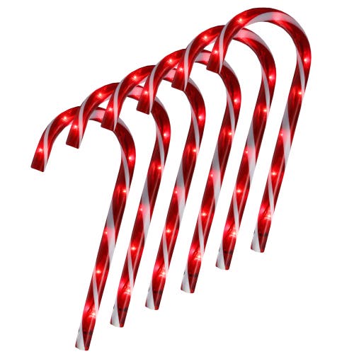 Northlight Lighted Blinking Candy Cane Outdoor Christmas Pathway Markers - 13.5" - Red and White - Set of 6 