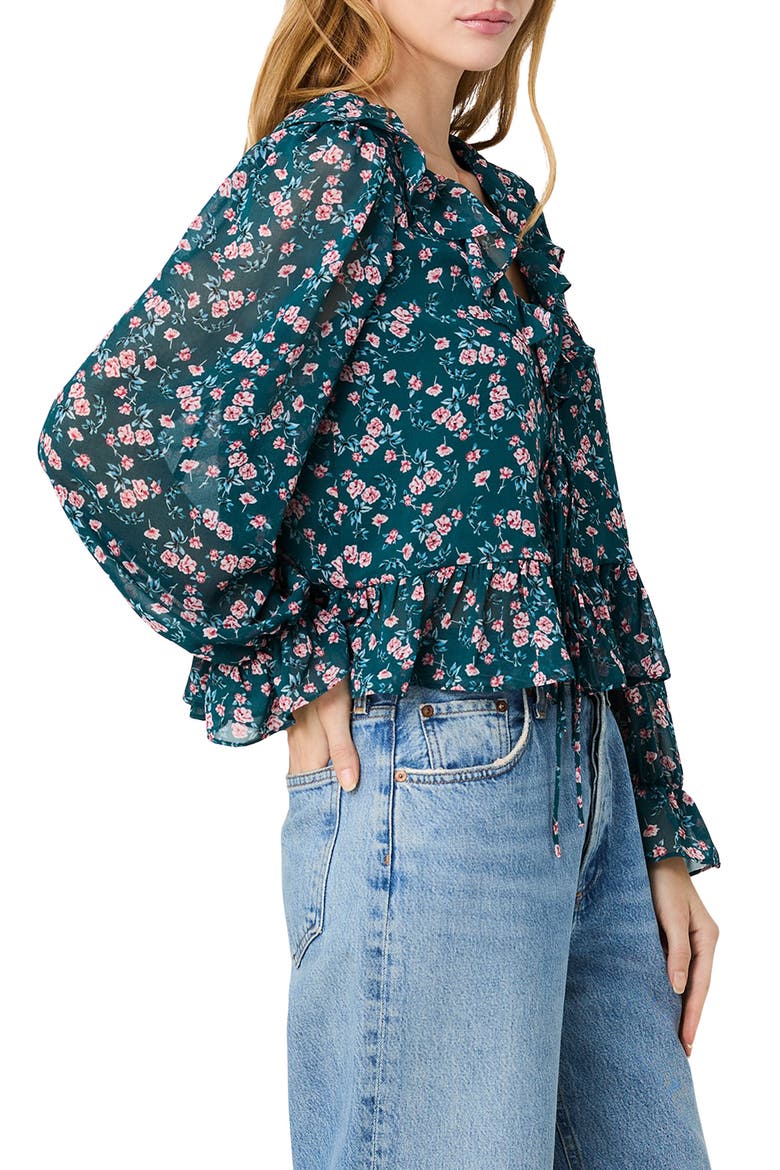 Marina Silky Chiffon Peplum Top, Alternate, color, LUCIA FLEUR