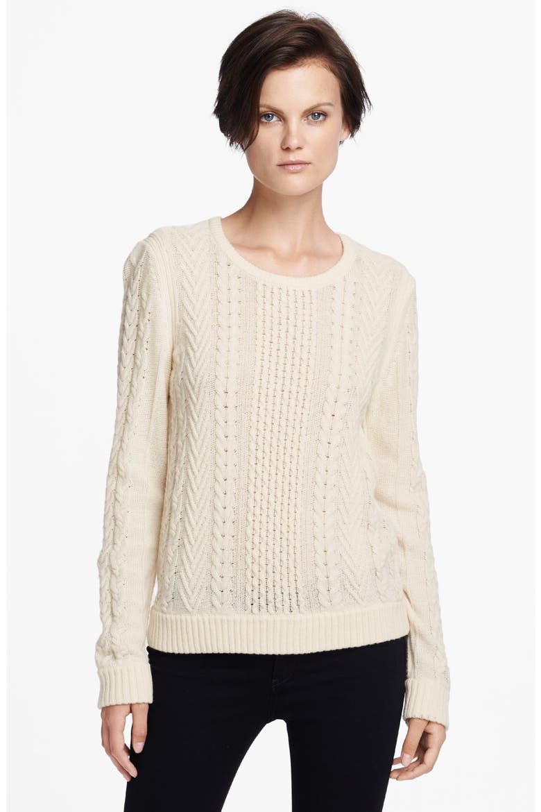 'Peyton' Cabled Sweater, Main, color, IVORY
